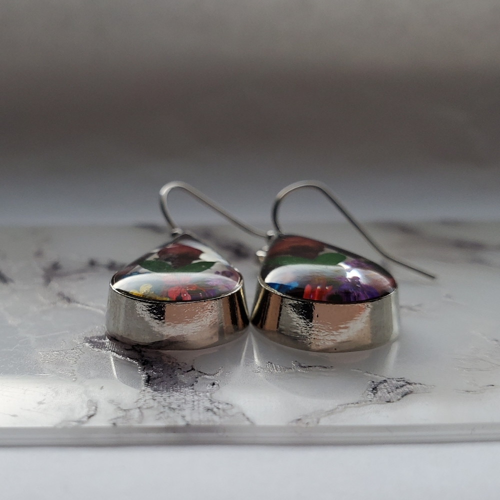 New Pretty Rose 925 Silver Drop Earrings - Picture 7 of 8